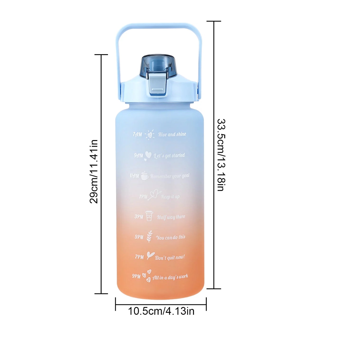 Motivational Water Bottle 64Oz, Half Gallon Water Bottle with Straw Leak Proof Water Bottle with Time Marker , Large Straw Cooler Water Bottle BPA Free(Blue)