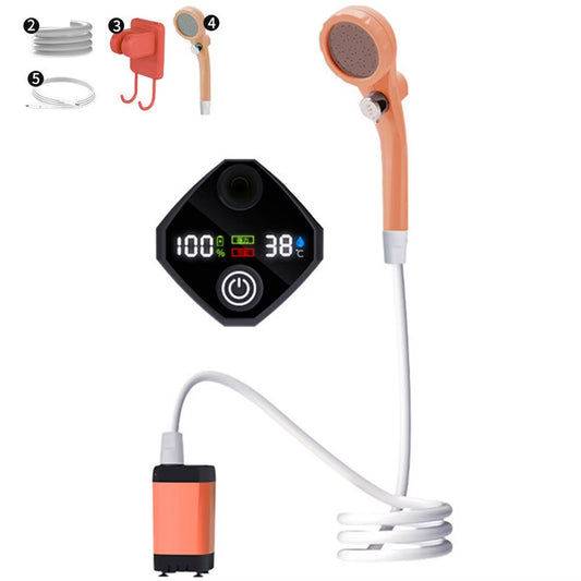 Outdoor Camping Shower Pump 6000Mah/7800Mah/9000Mah Portable Rechargeable Electric Shower Pump with Intelligent Digital Display