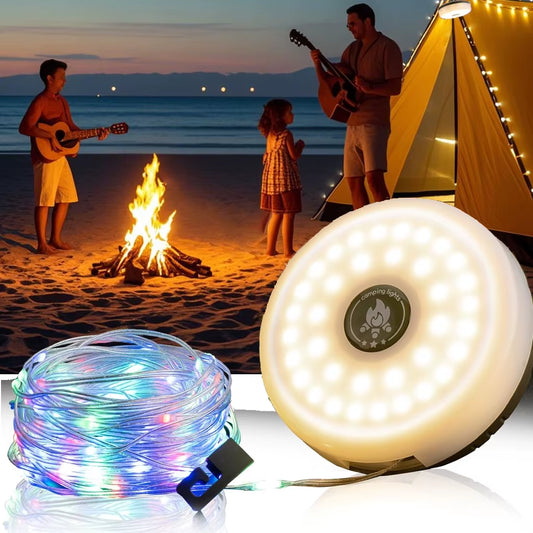 Camping String Lights 10M Fairy String Lights Portable Camping Lamp 8 Lighting Mode Hanging Rechargeable Waterproof Tent Lantern