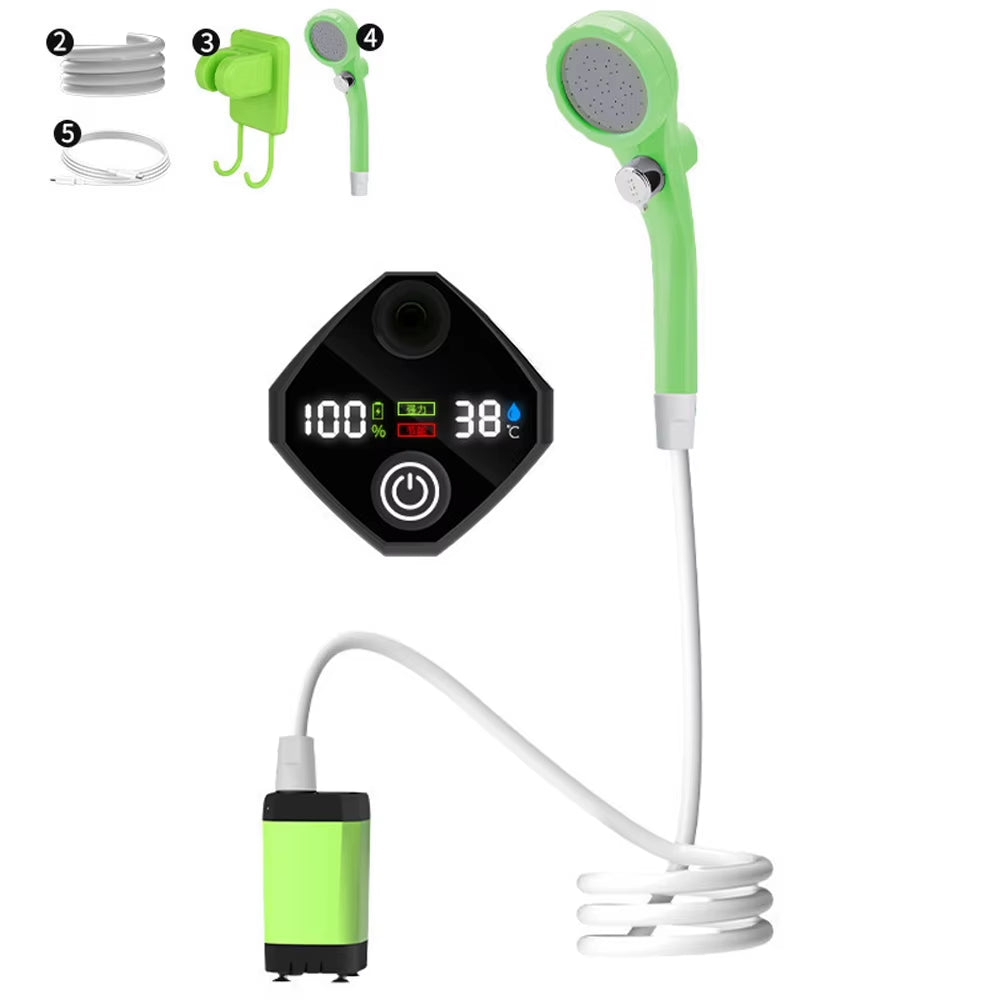 Outdoor Camping Shower Pump 6000Mah/7800Mah/9000Mah Portable Rechargeable Electric Shower Pump with Intelligent Digital Display