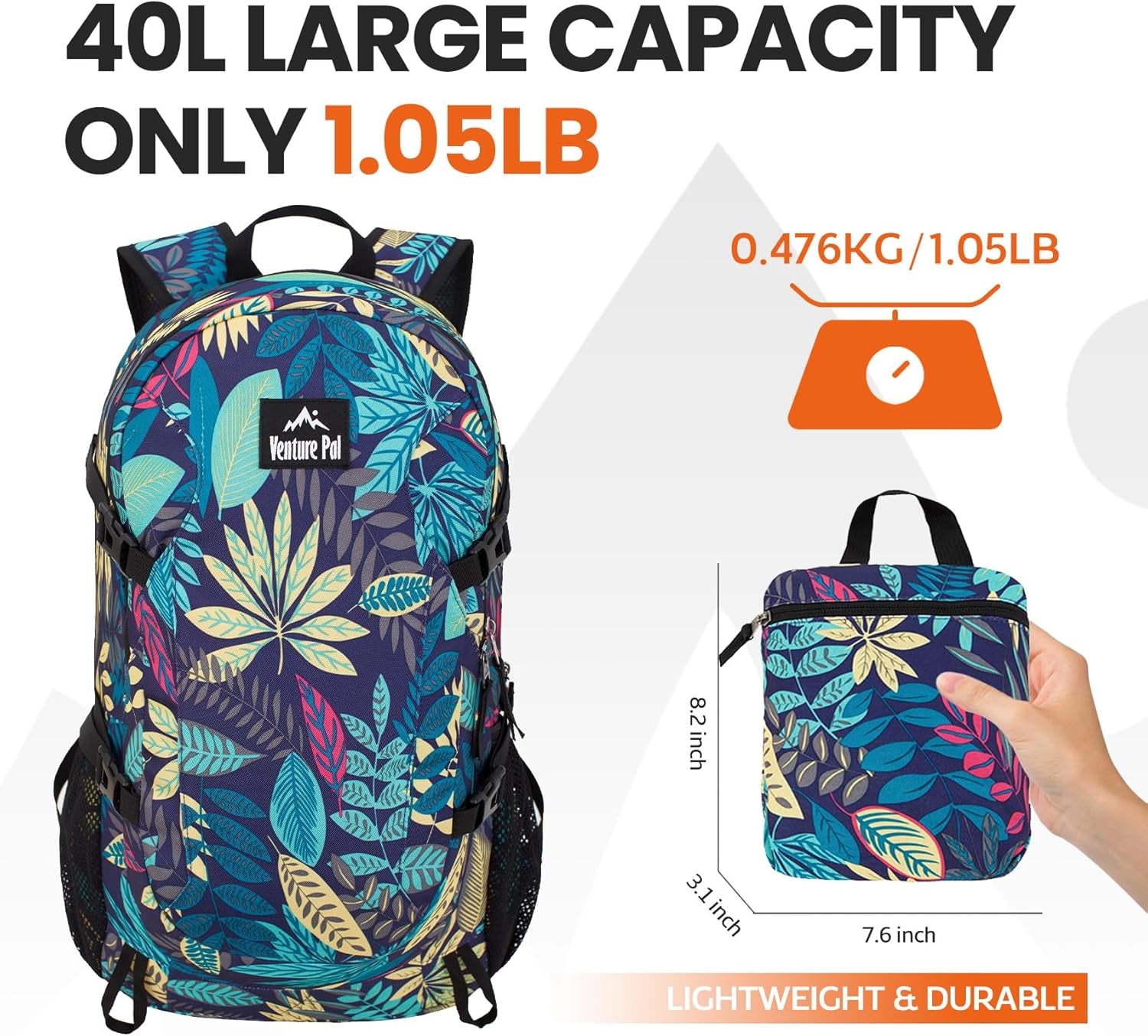 40L Lightweight Packable Travel Hiking Backpack Daypack